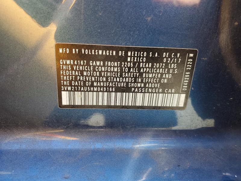 Продажа на аукционе авто 2017 Volkswagen Golf, vin: 3VW217AU5HM049166, номер лота: 60523446