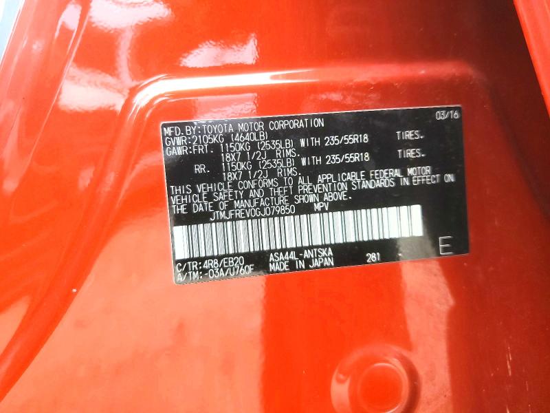 63229736 :رقم المزاد ، JTMJFREV0GJ079850 vin ، 2016 Toyota Rav4 مزاد بيع
