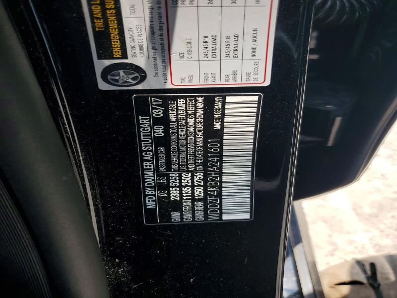 59070756 :رقم المزاد ، WDDZF4KB2HA241601 vin ، 2017 Mercedes-benz E مزاد بيع