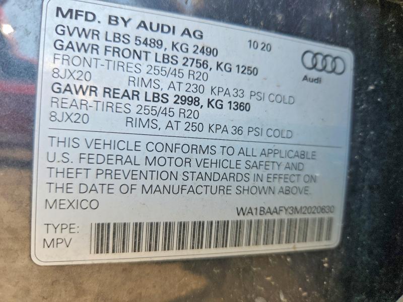 Продаж на аукціоні авто 2021 Audi Q5, vin: WA1BAAFY3M2020630, номер лоту: 61234196