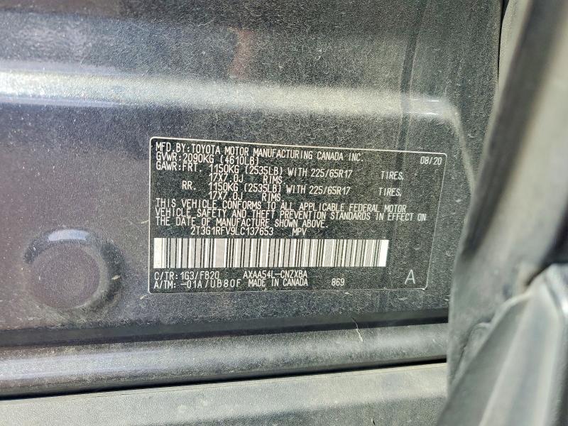 59618126 :رقم المزاد ، 2T3G1RFV9LC137653 vin ، 2020 Toyota Rav4 مزاد بيع