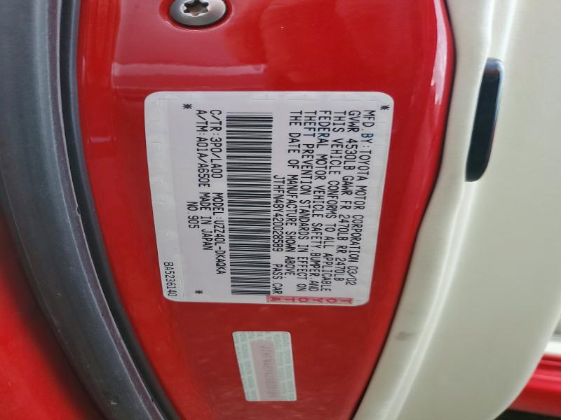 Aukcja sprzedaży 2002 Lexus Sc, vin: JTHFN48Y420028589, numer aukcji: 62046486