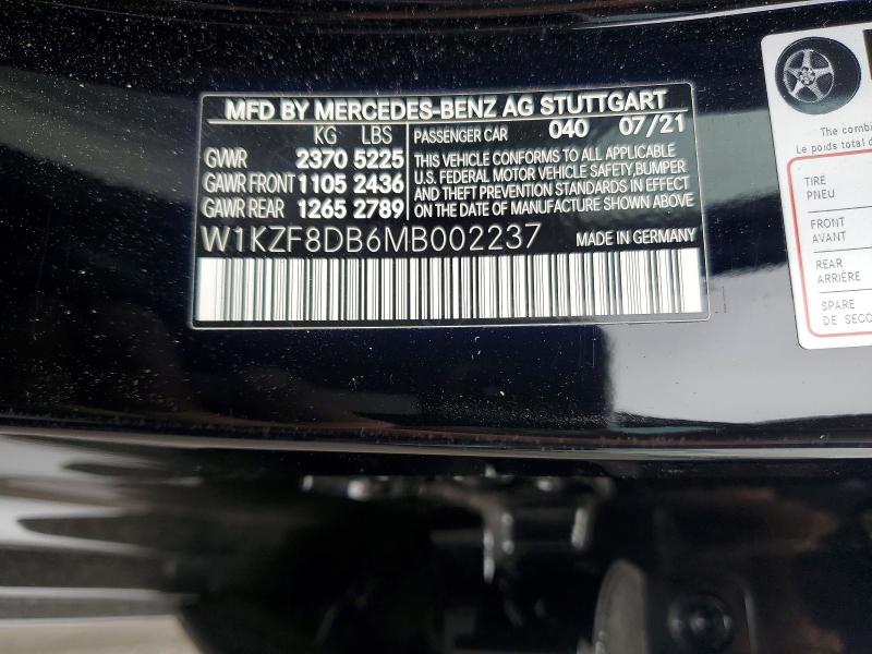 2021 Mercedes-benz E მანქანა იყიდება აუქციონზე, vin: W1KZF8DB6MB002237, აუქციონის ნომერი: 59375746
