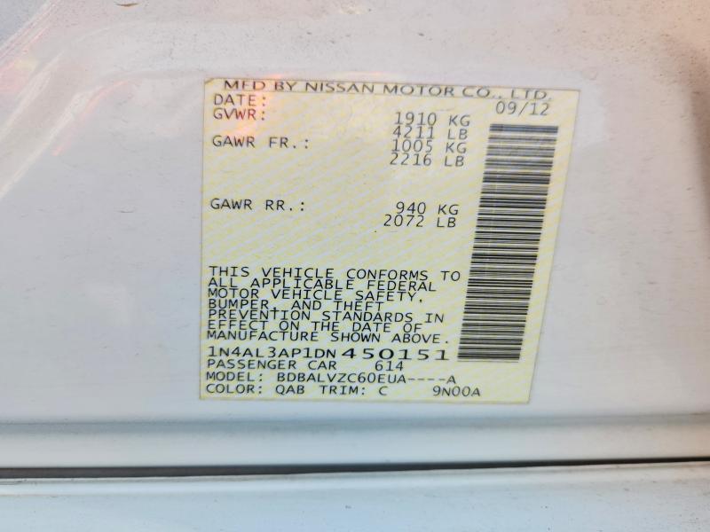 Aukcja sprzedaży 2013 Nissan Altima, vin: 1N4AL3AP1DN450151, numer aukcji: 59892016