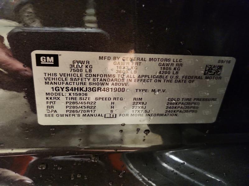 60819196 :رقم المزاد ، 1GYS4HKJ3GR481900 vin ، 2016 Cadillac Escalade مزاد بيع