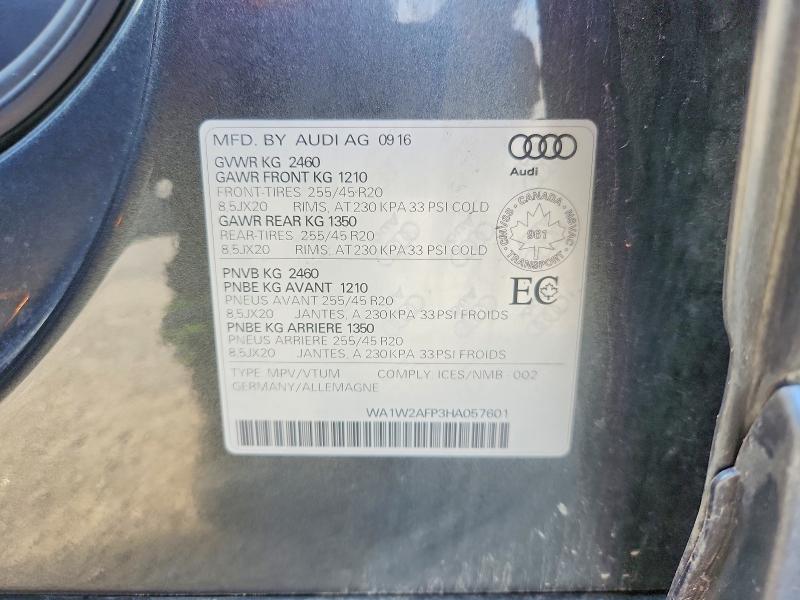 Auction sale of the 2017 Audi Q5, vin: WA1W2AFP3HA057601, lot number: 56829866