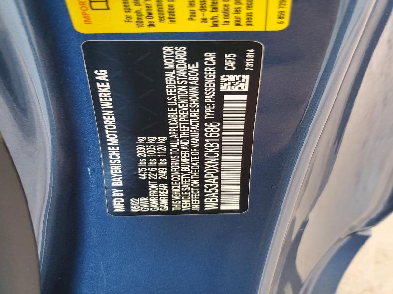 Продаж на аукціоні авто 2022 Bmw 430i, vin: WBA53AP0XNCK81686, номер лоту: 60312386