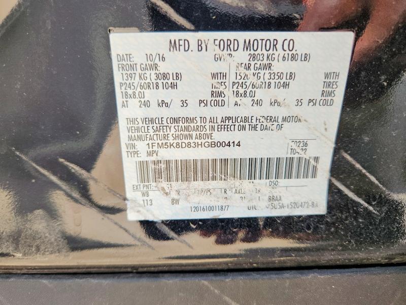 Aukcja sprzedaży 2017 Ford Explorer, vin: 1FM5K8D83HGB00414, numer aukcji: 59822036