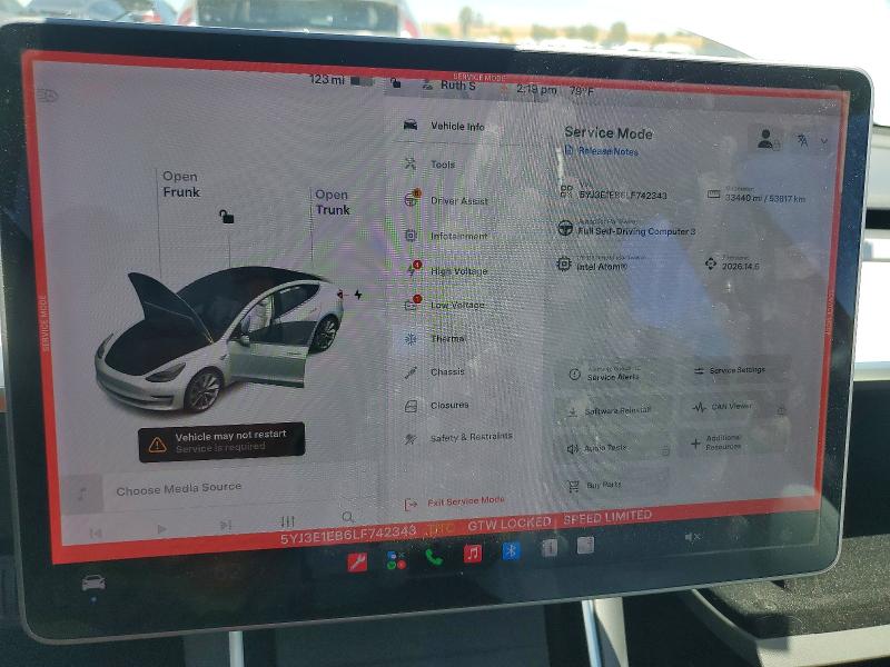 Aukcja sprzedaży 2020 Tesla Model 3, vin: 5YJ3E1EB6LF742343, numer aukcji: 59836056