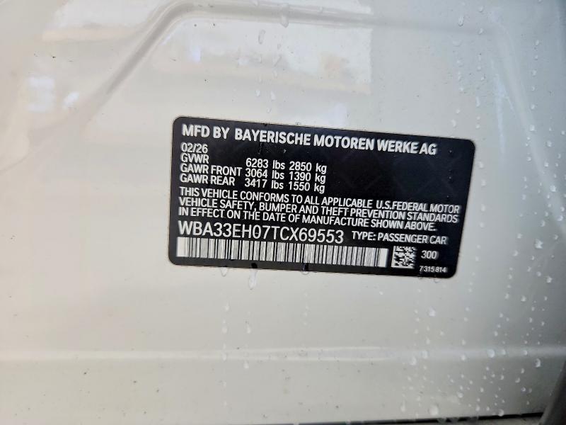 Aukcja sprzedaży 2026 Bmw 740, vin: WBA33EH07TCX69553, numer aukcji: 63179736