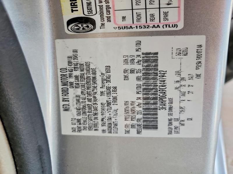 58551756 :رقم المزاد ، 3FAHP0GA9CR441942 vin ، 2012 Ford Fusion مزاد بيع