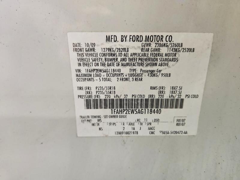 Продажа на аукционе авто 2010 Ford Taurus, vin: 1FAHP2EW5AG118440, номер лота: 60987306