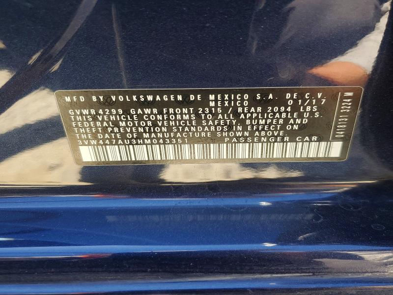 Aukcja sprzedaży 2017 Volkswagen Gti, vin: 3VW447AU3HM043351, numer aukcji: 62133286