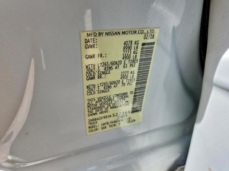 Aukcja sprzedaży 2018 Nissan Titan Xd, vin: 1N6BA1F48JN522365, numer aukcji: 60629256