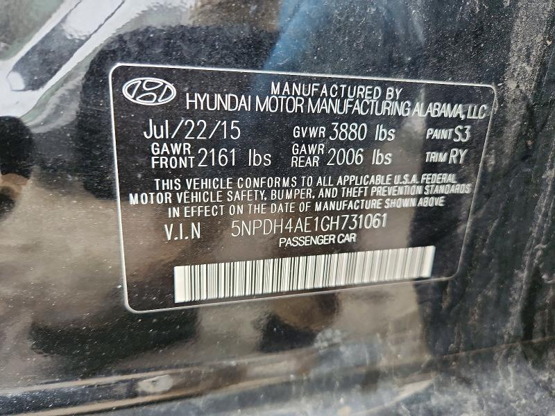 Продажа на аукционе авто 2016 Hyundai Elantra, vin: 5NPDH4AE1GH731061, номер лота: 59949636