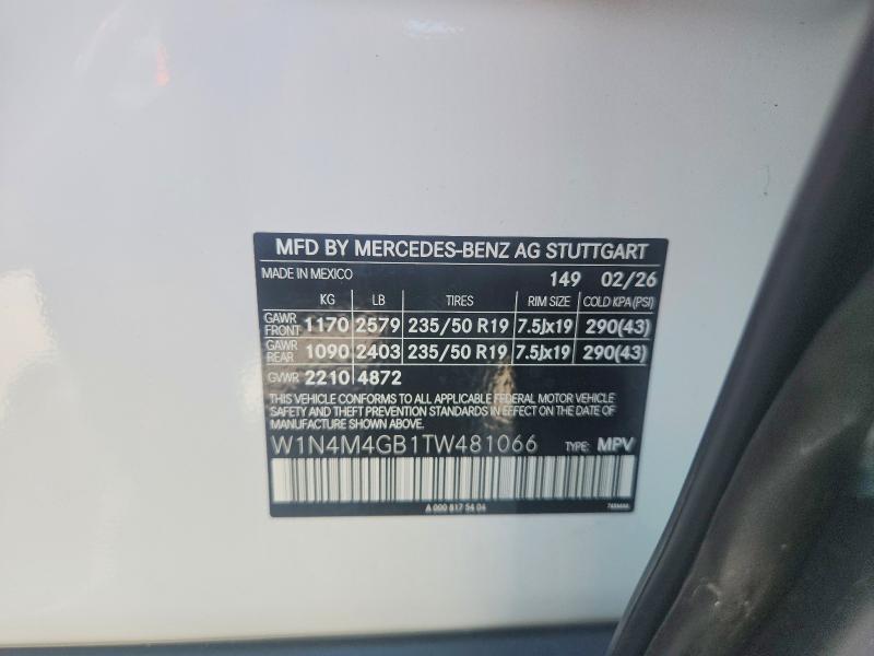 Продажа на аукционе авто 2026 Mercedes-benz Glb, vin: W1N4M4GB1TW481066, номер лота: 58979486