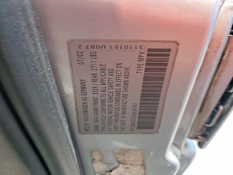 60559806 :رقم المزاد ، WV2MB47033H034157 vin ، 2003 Volkswagen Eurovan مزاد بيع
