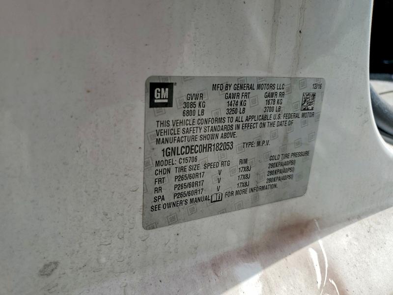 Aukcja sprzedaży 2017 Chevrolet Tahoe, vin: 1GNLCDEC0HR182053, numer aukcji: 59710926