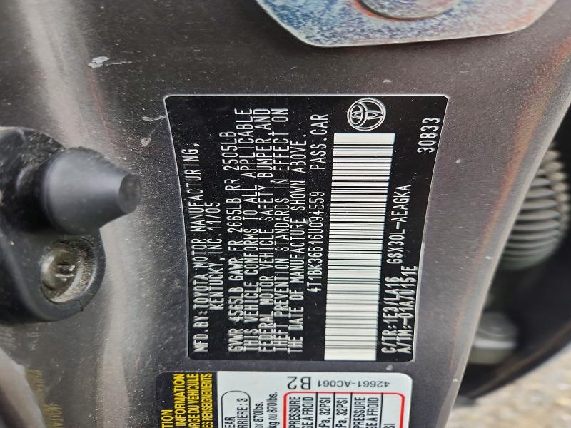 Auction sale of the 2006 Toyota Avalon, vin: 4T1BK36B16U094559, lot number: 62504216