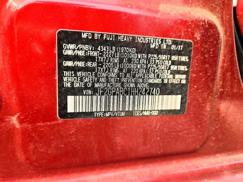 Продажа на аукционе авто 2017 Subaru Crosstrek, vin: JF2GPABC1HH242740, номер лота: 61478776