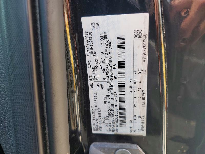 Продажа на аукционе авто 2017 Ford Escape, vin: 1FMCU9JD3HUC76776, номер лота: 59673566