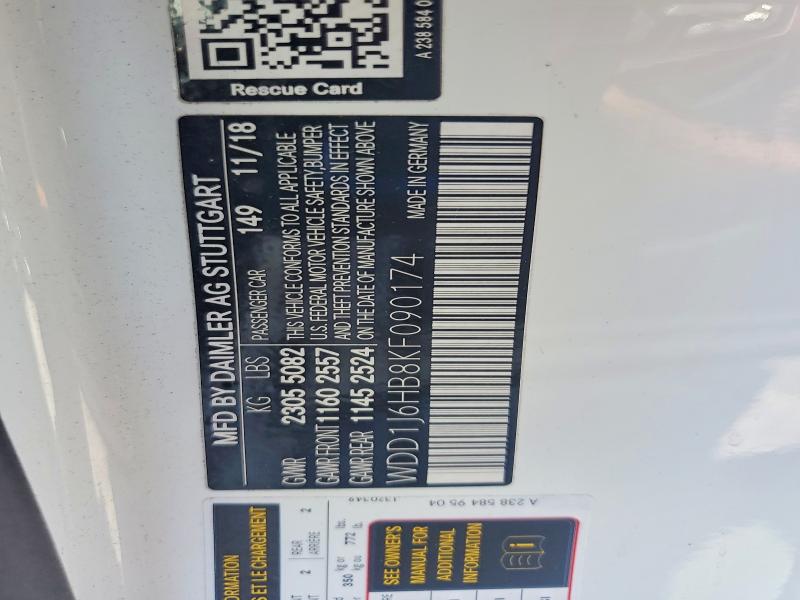 Aukcja sprzedaży 2019 Mercedes-benz E, vin: WDD1J6HB8KF090174, numer aukcji: 63362666