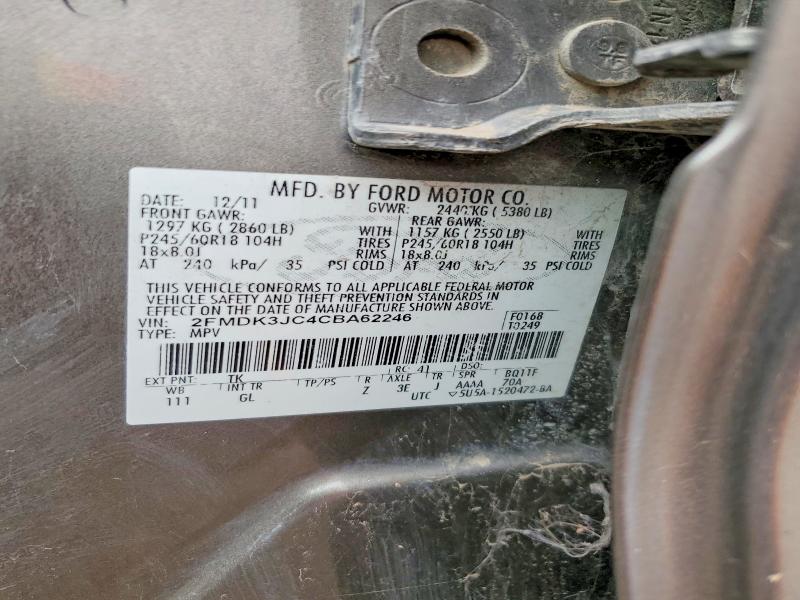 Aukcja sprzedaży 2012 Ford Edge, vin: 2FMDK3JC4CBA62246, numer aukcji: 60144926