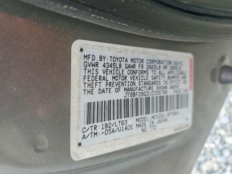 2001 Lexus Es მანქანა იყიდება აუქციონზე, vin: JT8BF28G310335788, აუქციონის ნომერი: 62810366