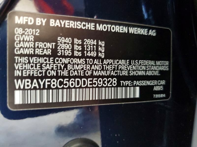 60502746 :رقم المزاد ، WBAYF8C56DDE59328 vin ، 2013 Bmw 750 مزاد بيع