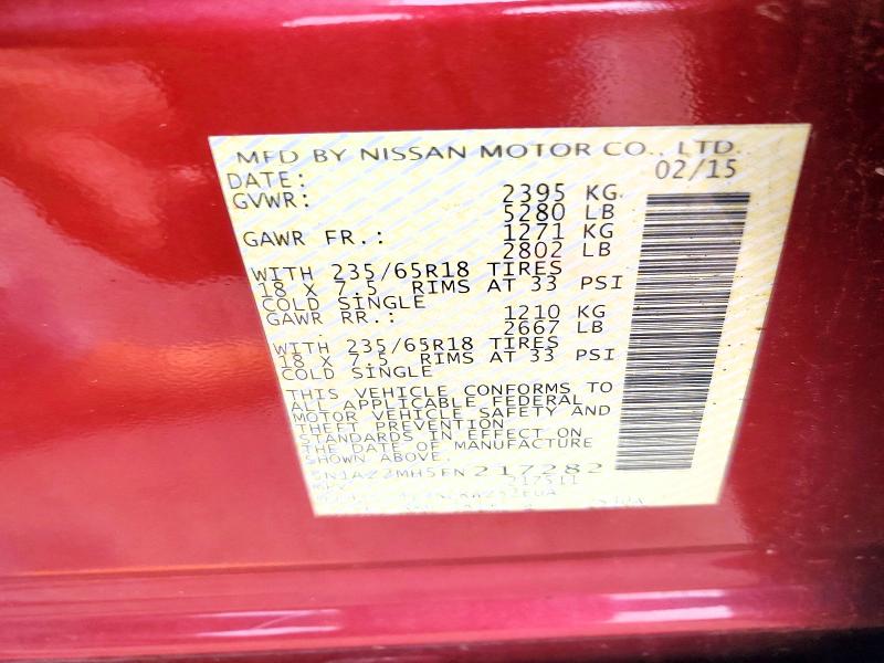 Aukcja sprzedaży 2015 Nissan Murano, vin: 5N1AZ2MH5FN217282, numer aukcji: 61103036