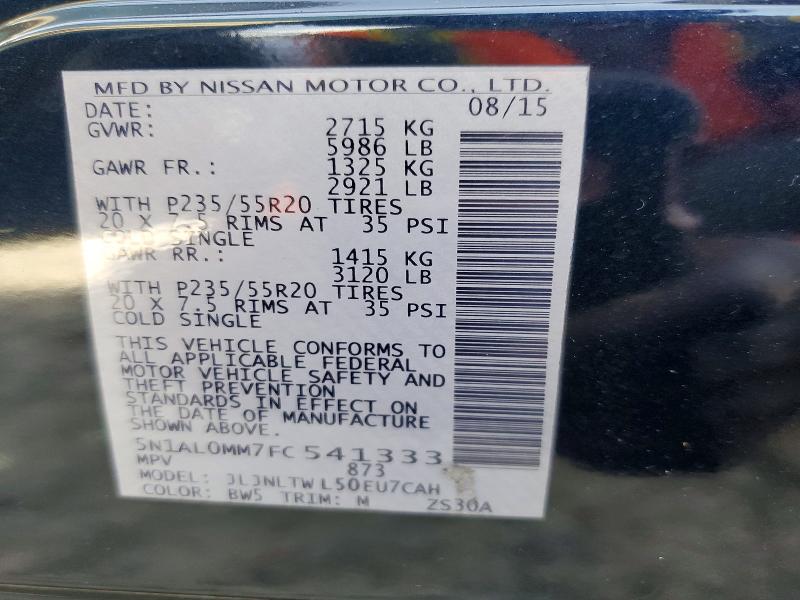 Продаж на аукціоні авто 2015 Infiniti Qx60, vin: 5N1AL0MM7FC541333, номер лоту: 60611676
