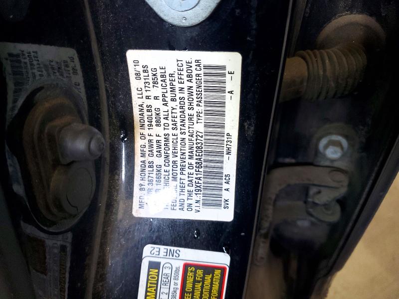 Aukcja sprzedaży 2010 Honda Civic, vin: 19XFA1F68AE083727, numer aukcji: 61630976