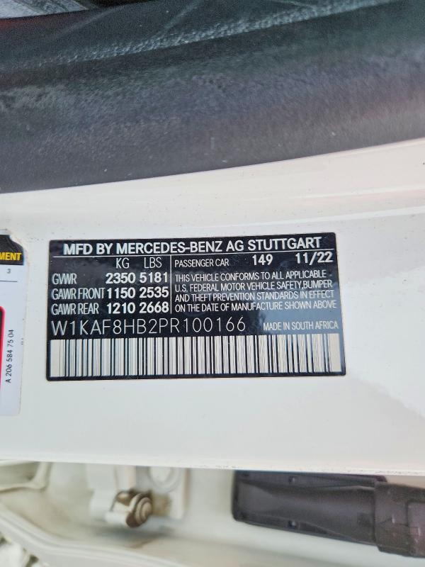 62435666 :رقم المزاد ، W1KAF8HB2PR100166 vin ، 2023 Mercedes-benz C مزاد بيع