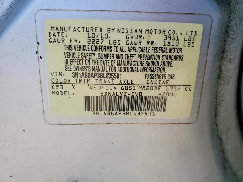 Продаж на аукціоні авто 2011 Nissan Sentra, vin: 3N1AB6AP3BL635591, номер лоту: 61116796