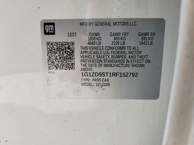 2024 Chevrolet Malibu მანქანა იყიდება აუქციონზე, vin: 1G1ZD5ST1RF152792, აუქციონის ნომერი: 62527686