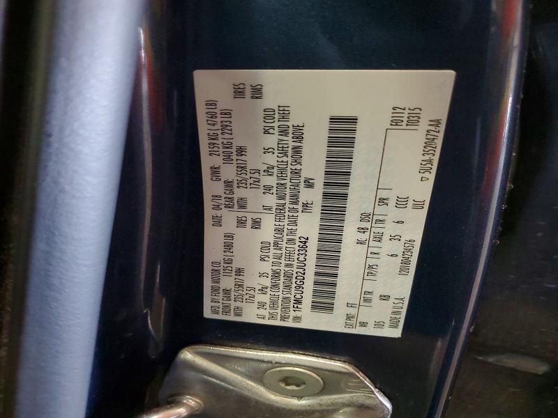 60388006 :رقم المزاد ، 1FMCU9GD2JUC33642 vin ، 2018 Ford Escape مزاد بيع