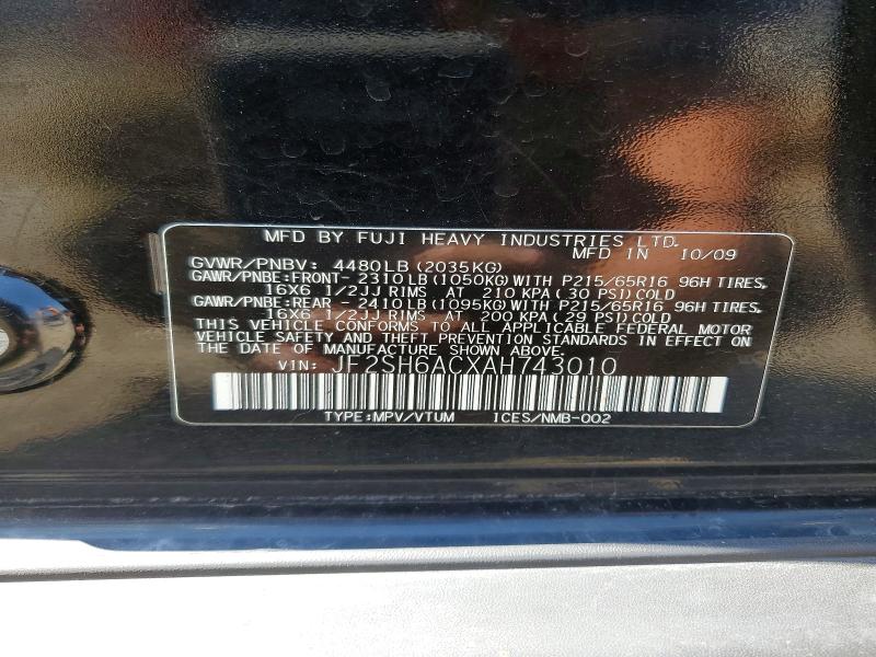 60214406 :رقم المزاد ، JF2SH6ACXAH743010 vin ، 2010 Subaru Forester مزاد بيع