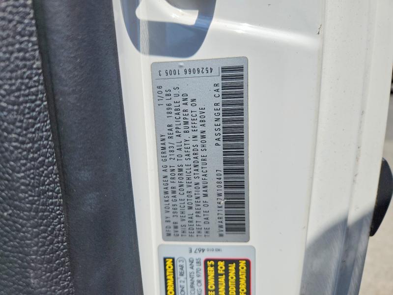 Aukcja sprzedaży 2007 Volkswagen Rabbit, vin: WVWAR71K67W108407, numer aukcji: 60969296