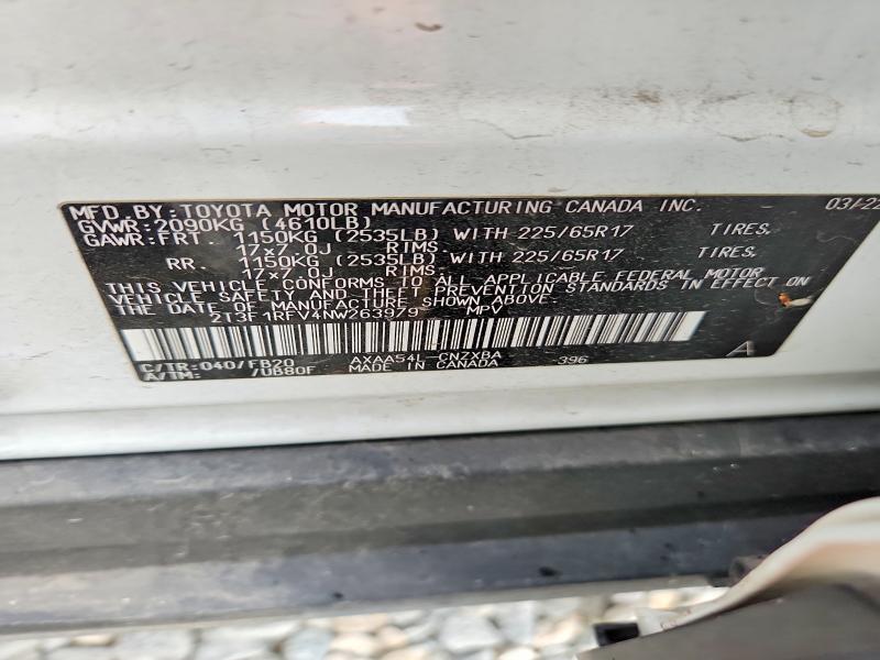 2022 Toyota Rav4 მანქანა იყიდება აუქციონზე, vin: 2T3F1RFV4NW263979, აუქციონის ნომერი: 62446696