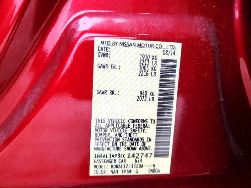 Aukcja sprzedaży 2015 Nissan Altima, vin: 1N4AL3AP8FC142747, numer aukcji: 63526846