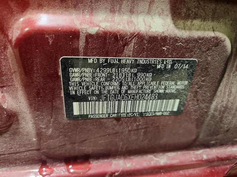 Продажа на аукционе авто 2014 Subaru Impreza, vin: JF1GJAC6XEH024483, номер лота: 59956526