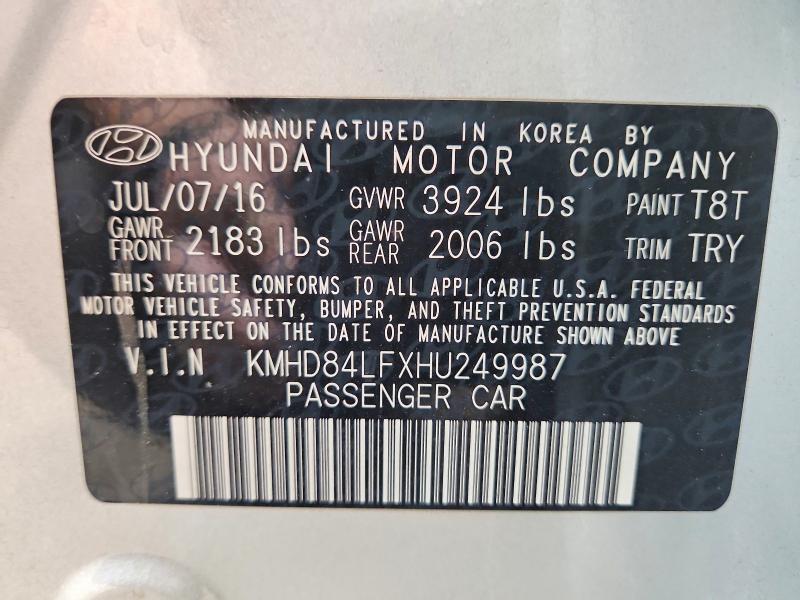 Продаж на аукціоні авто 2017 Hyundai Elantra, vin: KMHD84LFXHU249987, номер лоту: 61643026