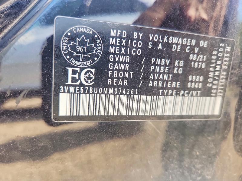 2021 Volkswagen Jetta მანქანა იყიდება აუქციონზე, vin: 3VWE57BU0MM074261, აუქციონის ნომერი: 60935586