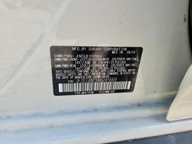 Aukcja sprzedaży 2019 Subaru Crosstrek, vin: JF2GTANC5KH245669, numer aukcji: 60766666