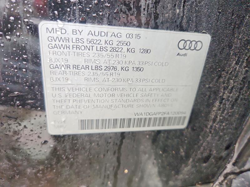 2015 Audi Q5 მანქანა იყიდება აუქციონზე, vin: WA1DGAFP2FA120094, აუქციონის ნომერი: 59980306