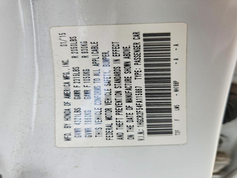Aukcja sprzedaży 2015 Honda Accord, vin: 1HGCR2F54FA115867, numer aukcji: 60258126