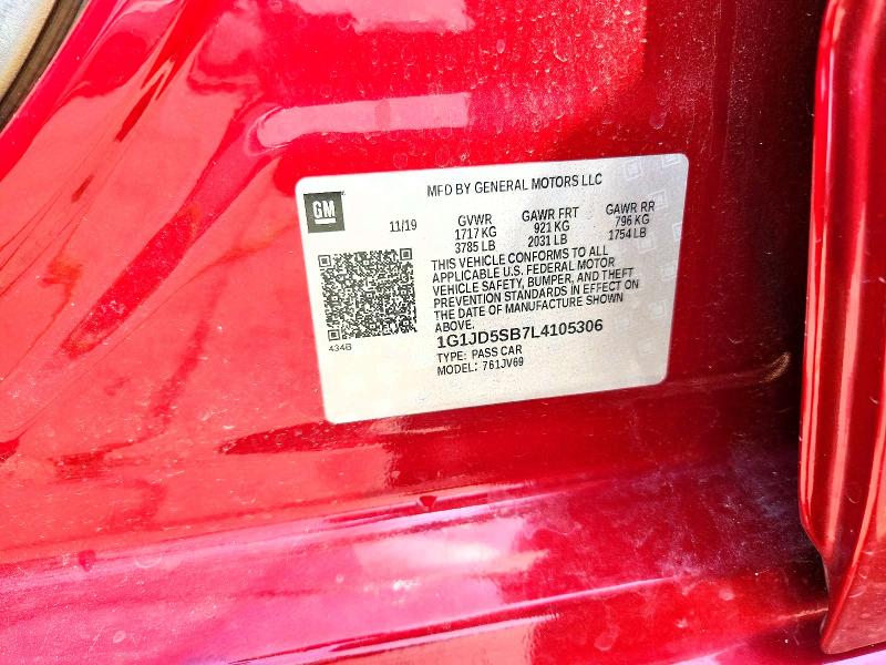 Продажа на аукционе авто 2020 Chevrolet Sonic, vin: 1G1JD5SB7L4105306, номер лота: 63516676