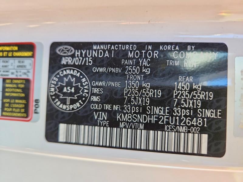 Продаж на аукціоні авто 2015 Hyundai Santa Fe, vin: KM8SNDHF2FU126481, номер лоту: 63415226