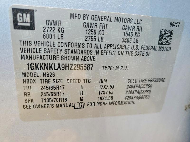 Продаж на аукціоні авто 2017 Gmc Acadia, vin: 1GKKNKLA9HZ295587, номер лоту: 61002336