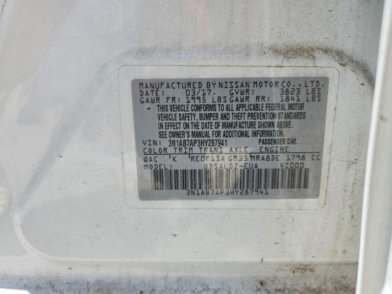 59394526 :رقم المزاد ، 3N1AB7AP3HY287941 vin ، 2017 Nissan Sentra مزاد بيع